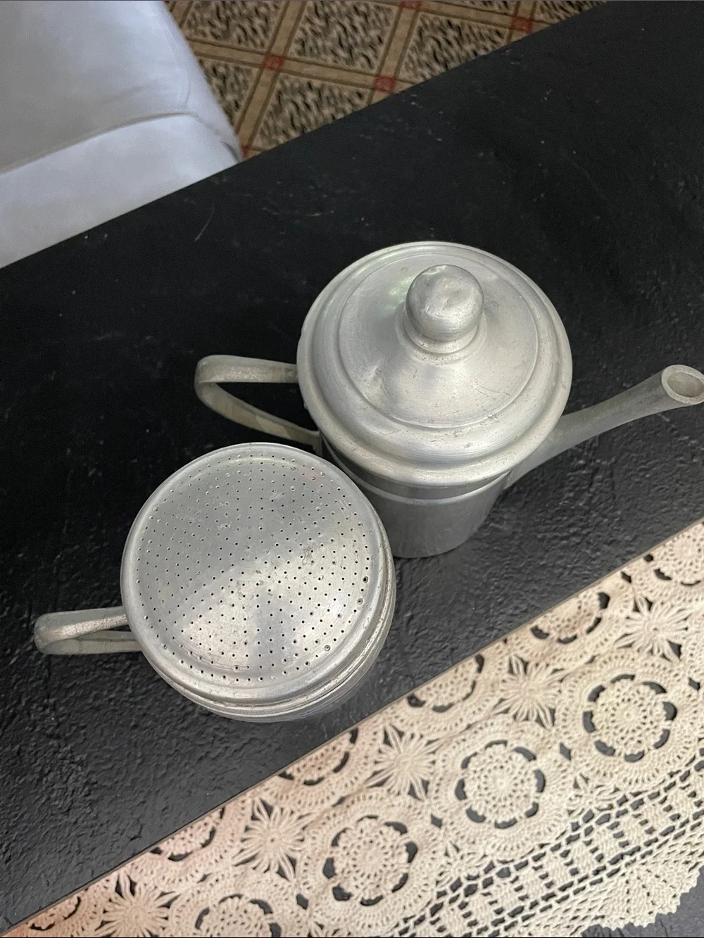Vintage-Style Metal Coffee Set - Silver/Aluminum GV Made in Italy 2 pc set